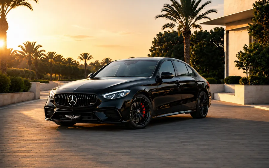 Black executive sedan ready for a private transfer